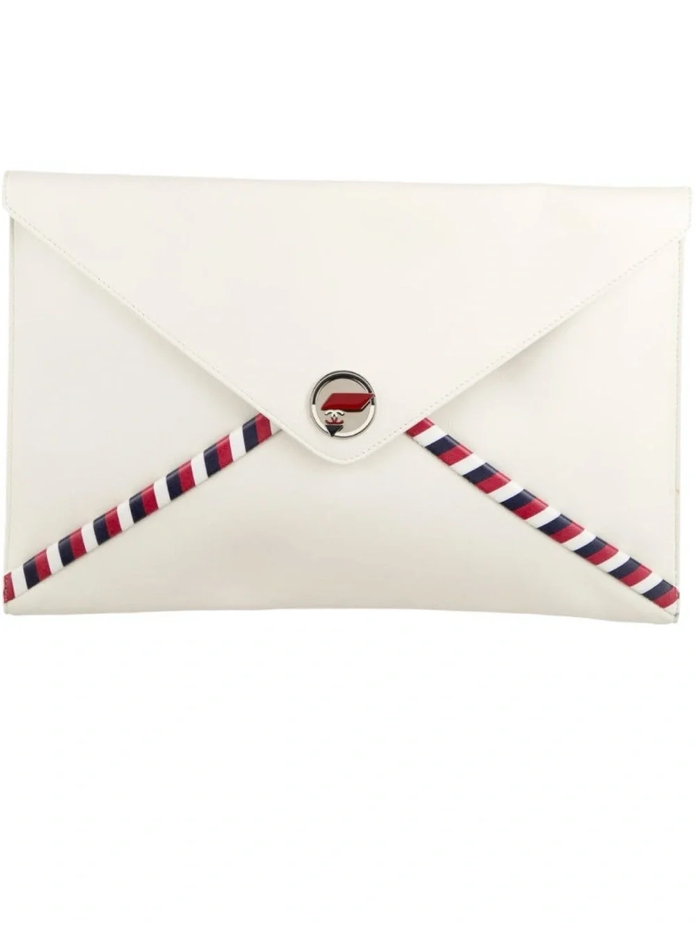 Envelope Clutch with Red-Trim Accent in White by Chanel